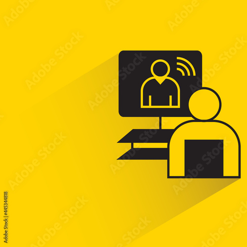 buisness onine confercnce icon on yellow background photo