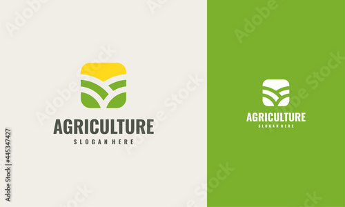 Iconic Agriculture logo Creative Concept Design Template, green leaf logo icon vector design. Landscape design, garden, Plant, nature and ecology vector logo