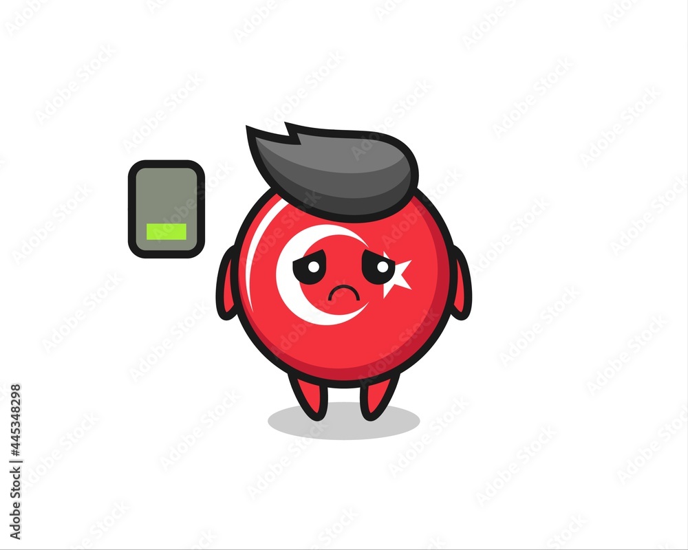 Obraz premium turkey flag badge mascot character doing a tired gesture