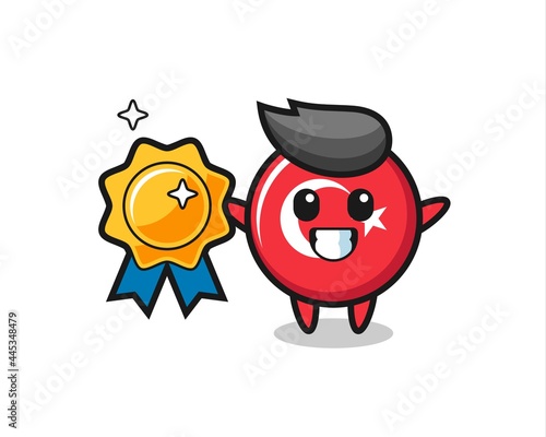 Wallpaper Mural turkey flag badge mascot illustration holding a golden badge Torontodigital.ca