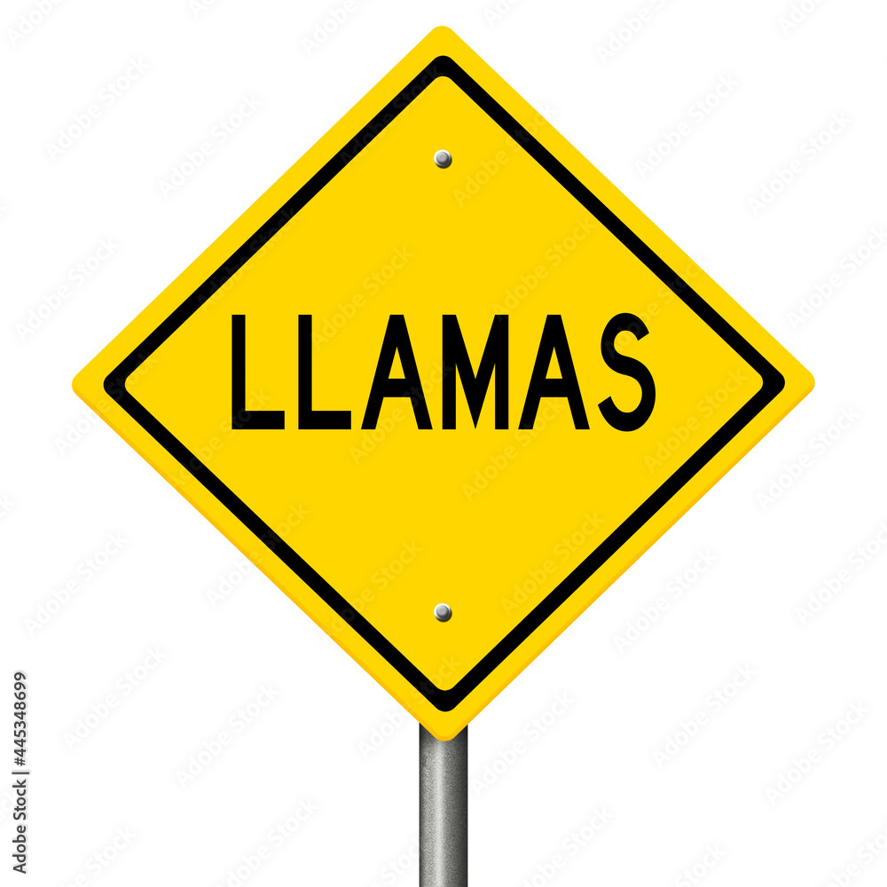 Rendering of a yellow warning sign LLAMAS Rendering of a yellow warning sign LLAMAS