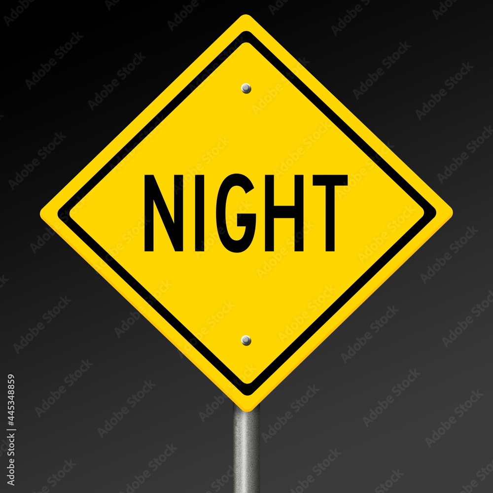 Rendering of a yellow warning sign NIGHT Rendering of a yellow warning sign NIGHT