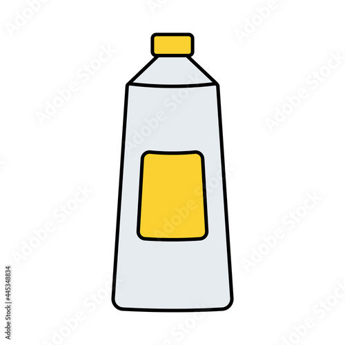 Yellow paint tube. Doodle style icon.