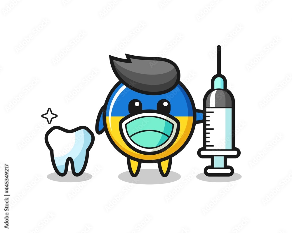 Mascot character of ukraine flag badge as a dentist Mascot character of ukraine flag badge as a dentist