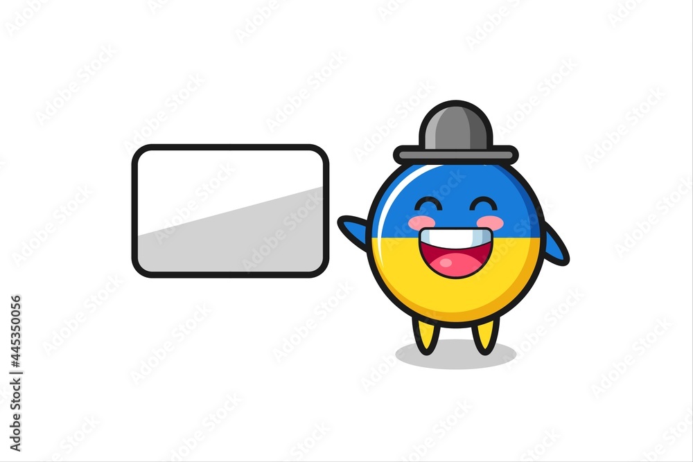 ukraine flag badge cartoon illustration doing a presentation ukraine flag badge cartoon illustration doing a presentation
