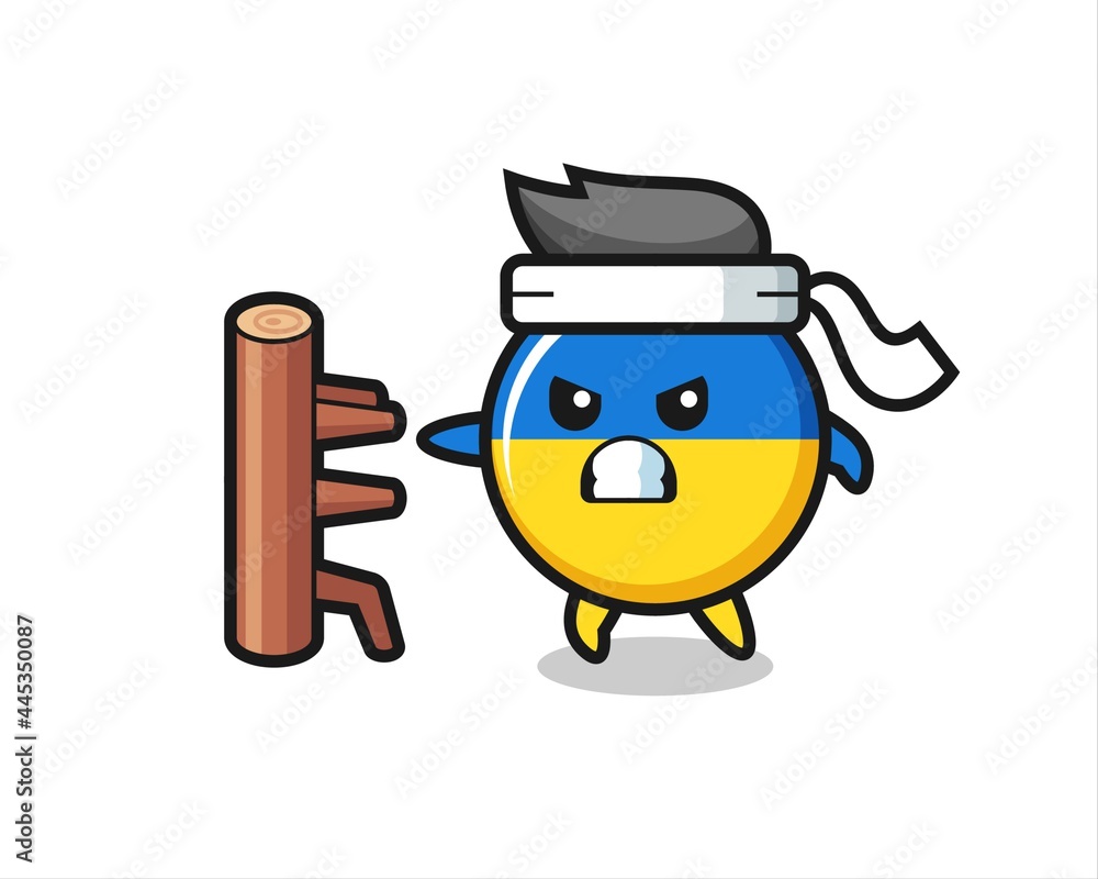 ukraine flag badge cartoon illustration as a karate fighter ukraine flag badge cartoon illustration as a karate fighter