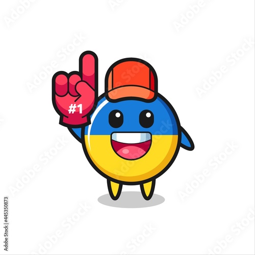 ukraine flag badge illustration cartoon with number 1 fans glove