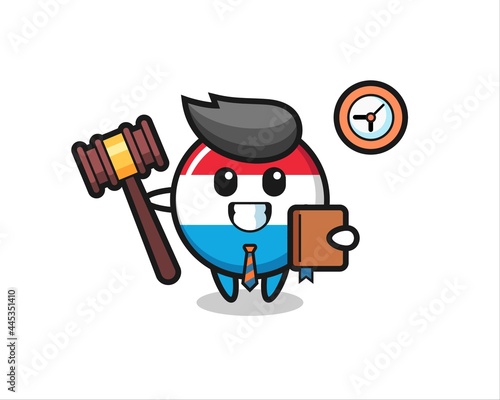 Mascot cartoon of luxembourg flag badge as a judge © heriyusuf