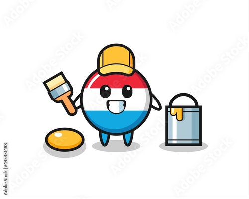 Character Illustration of luxembourg flag badge as a painter
