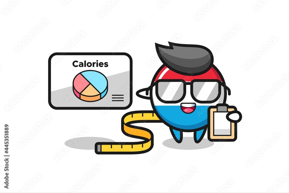 Illustration of luxembourg flag badge mascot as a dietitian