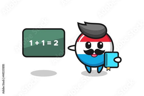 Illustration of luxembourg flag badge character as a teacher