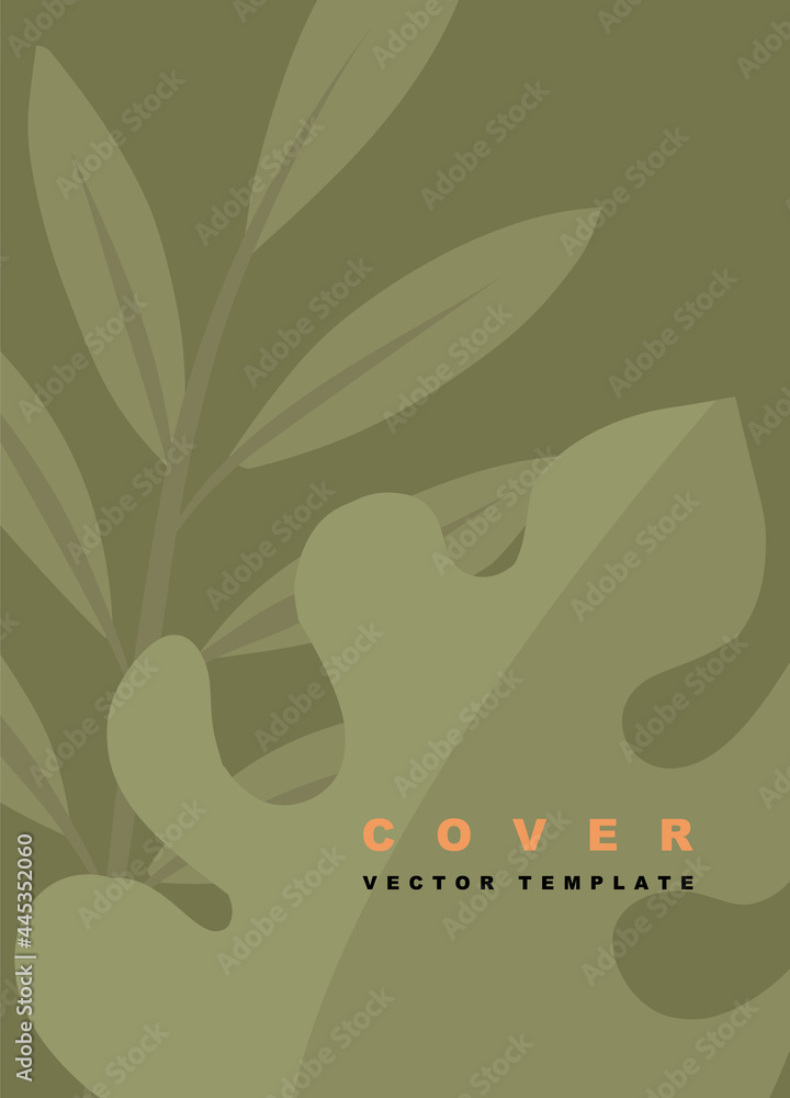 Abstract background in modern style with leaves and plants. Trendy simple vector illustration for cover design template, invitation, poster, flyer, social media story, banner