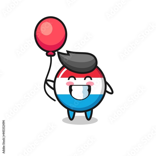 luxembourg flag badge mascot illustration is playing balloon