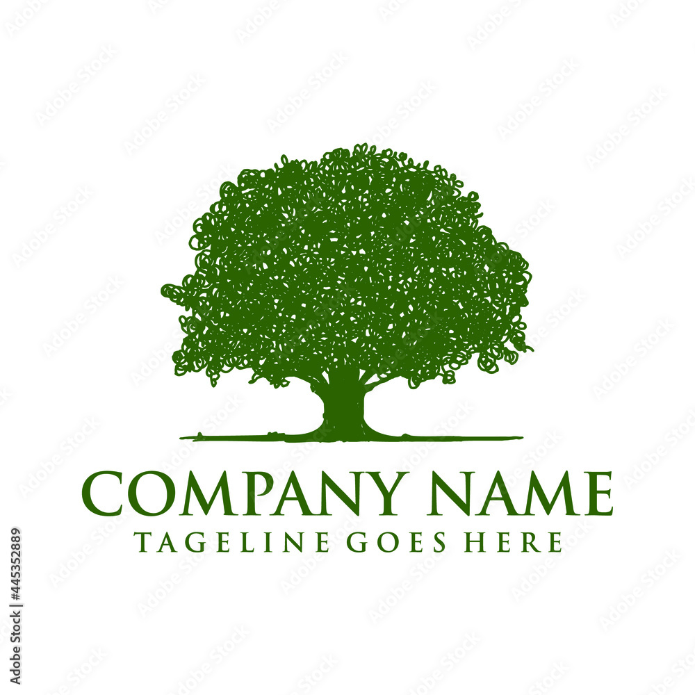 Oak tree Logo Vector Template, Design element for logo, poster, card, banner, emblem, t shirt. Vector illustration