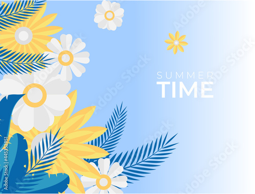 Wallpaper Mural Trendy plants frame. Spring design background, color magic flowers, tropical abstract forest, decorative beautiful garden. Vector floral flower leaves summer concept background Torontodigital.ca