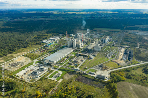 A factory in the middle of the forest. Environmental protection