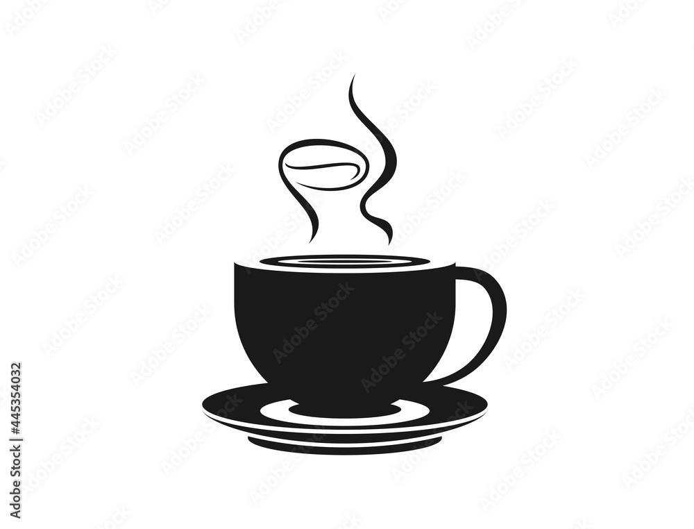 Coffee cup logo with coffee bean shaped aroma Coffee cup logo with coffee bean shaped aroma