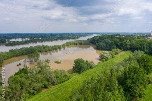 Fototapeta Naklejka Na Ścianę i Meble -  Flood - the river overflowed. Bird's eye view