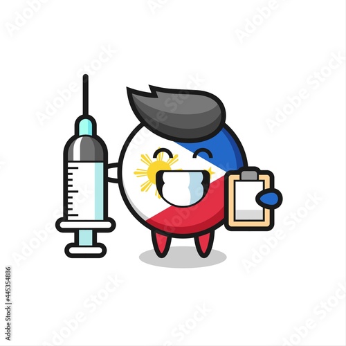 Mascot Illustration of philippines flag badge as a doctor