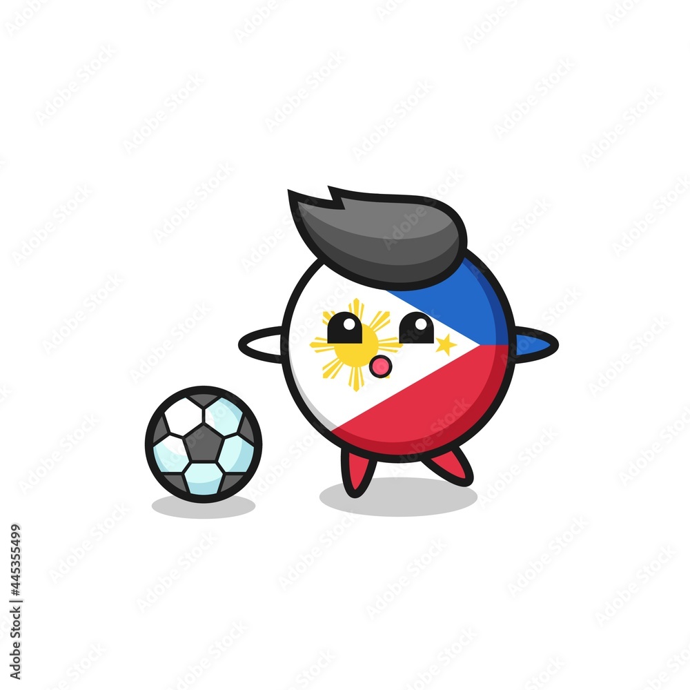 Illustration of philippines flag badge cartoon is playing soccer