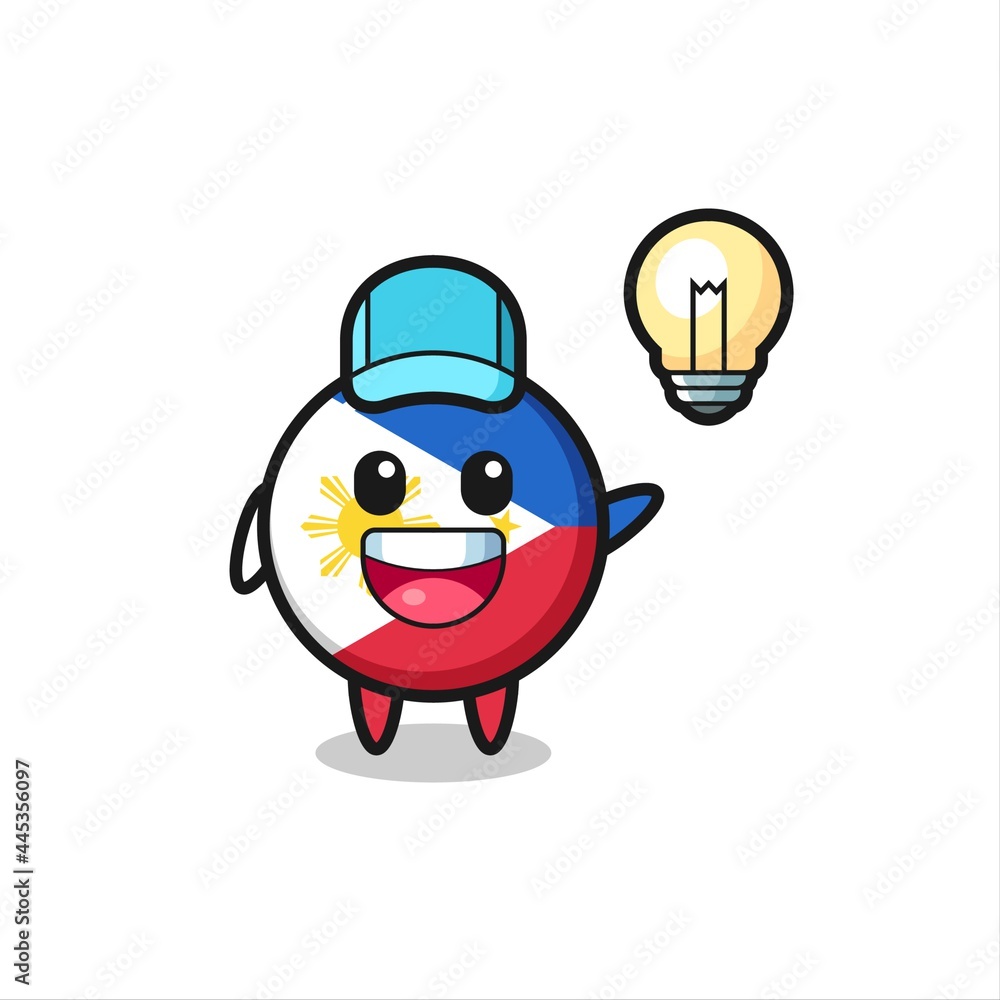 philippines flag badge character cartoon getting the idea