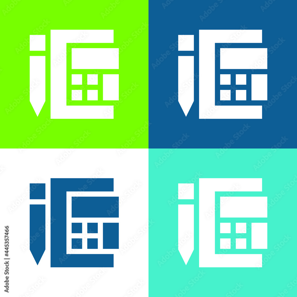 Accounting Flat four color minimal icon set Accounting Flat four color minimal icon set