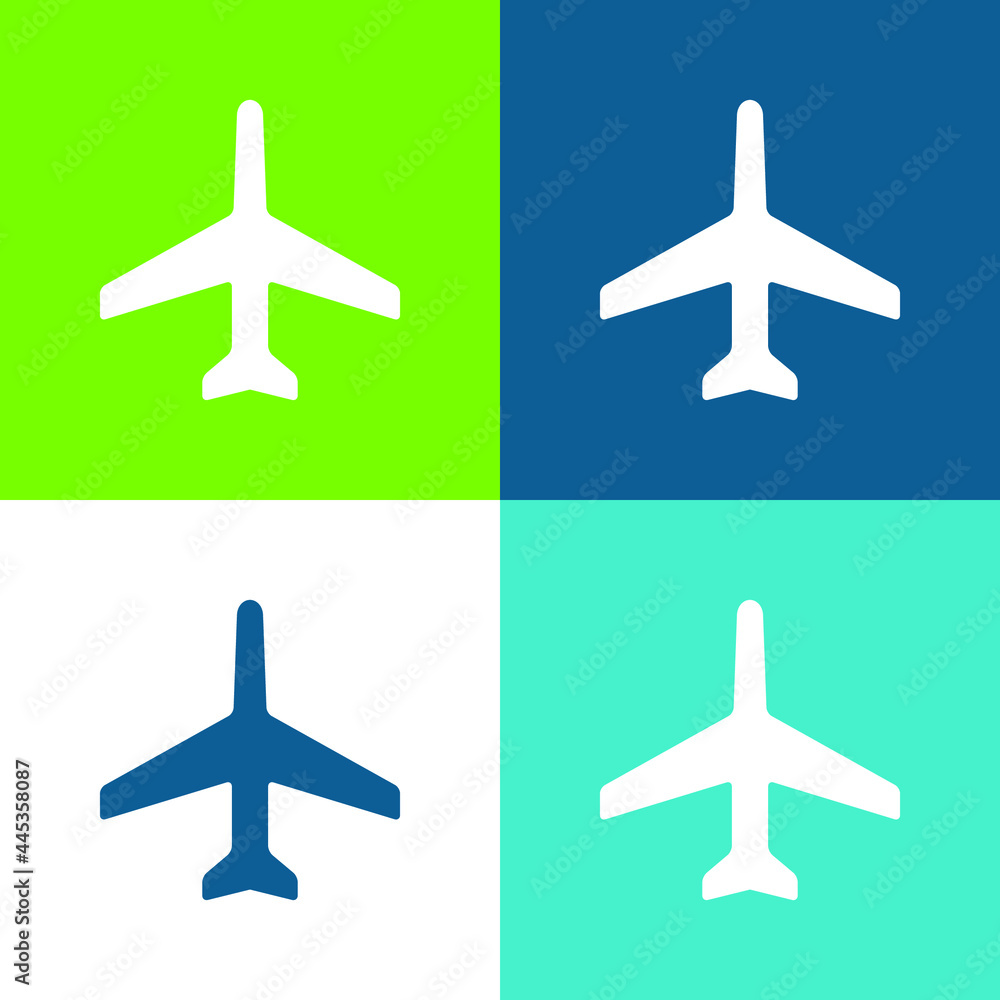 Airplane Pointing Up Flat four color minimal icon set