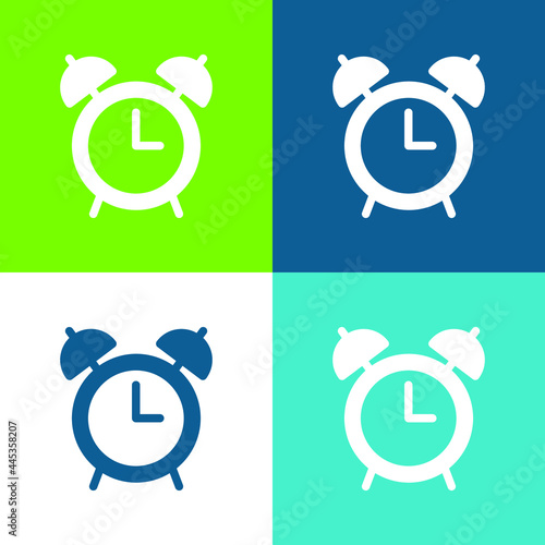 Alarm Clock Flat four color minimal icon set