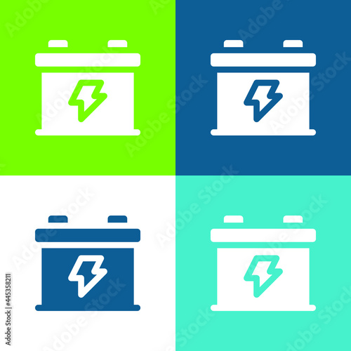 Battery Flat four color minimal icon set
