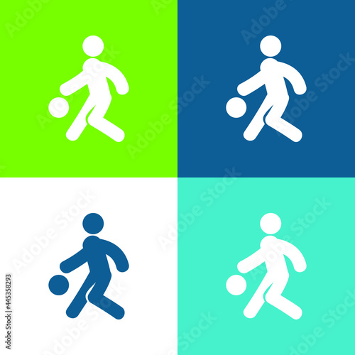 Basketball Player Flat four color minimal icon set
