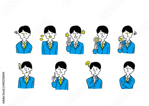 いろんな表情のスーツの男性セット