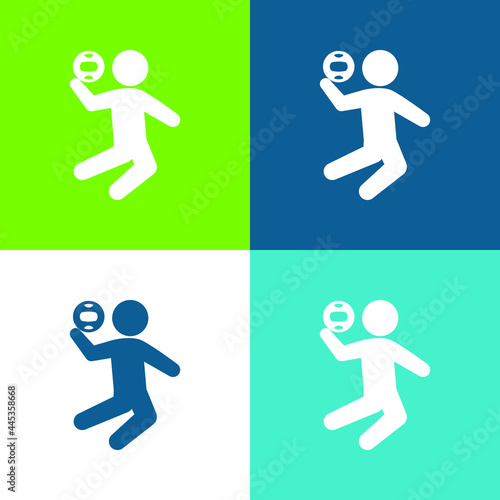 Beach Volleyball Flat four color minimal icon set