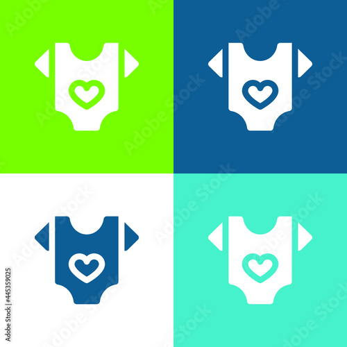 Baby Clothes Flat four color minimal icon set