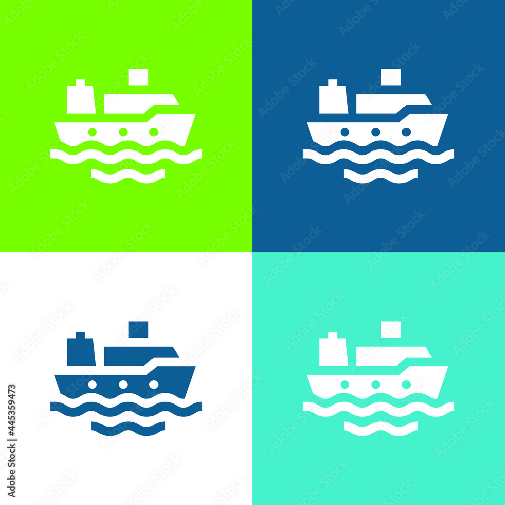 Boat Flat four color minimal icon set Boat Flat four color minimal icon set