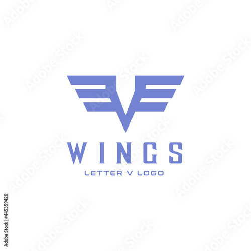 Initial letter v logo template with wings symbol vector