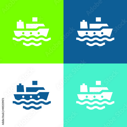 Boat Flat four color minimal icon set