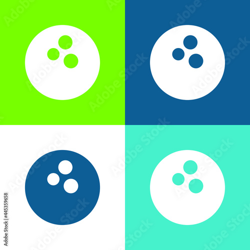 Bowling Ball Flat four color minimal icon set