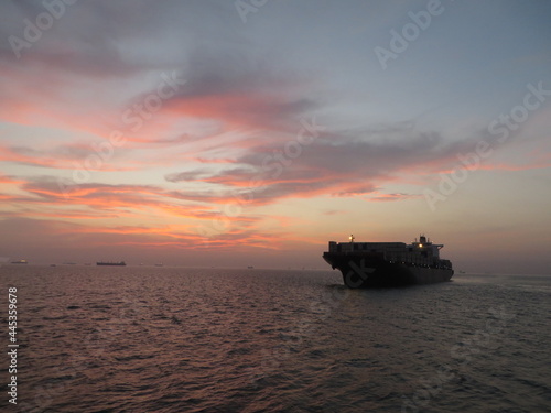 ship,sea, and evening