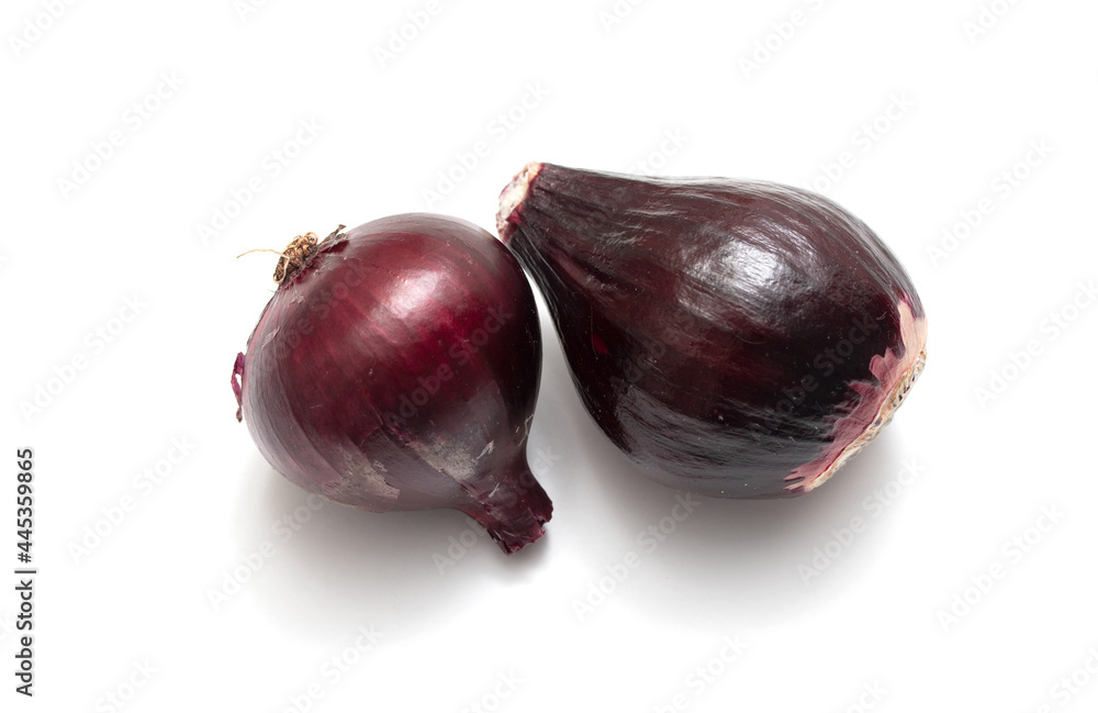 Purple onion head isolated on white background. Purple onion head isolated on white background.