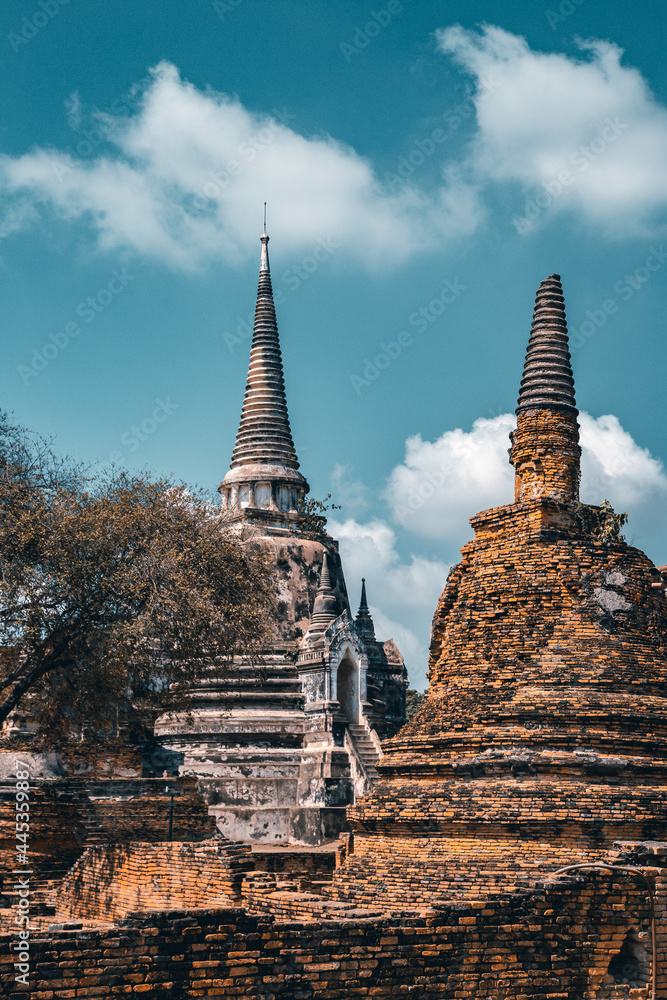 Wat Phra Si Sanphet in Phra Nakhon Si Ayutthaya, Historic City of Ayutthaya, empty during covid, Thailand
