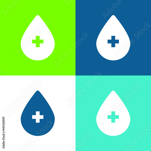 Blood Donation Flat four color minimal icon set