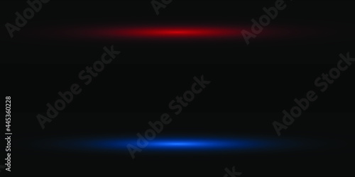 Abstract neon blue and red lights lines on black background vector illustration. Easy replace use to any image.