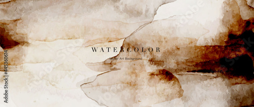 Watercolor art background vector. Wallpaper design with paint brush and gold line art. Earth tone blue, pink, ivory, beige watercolor Illustration for prints, wall art, cover and invitation cards.