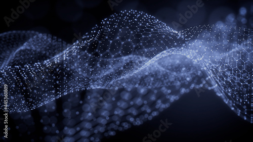 Data Transfer Concept. Blue, Futuristic Digital Style. 3D Render.