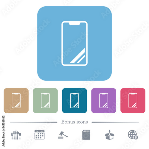 Free Download Modern smartphone with glossy display flat icons on color rounded square backgrounds - GFXLoad