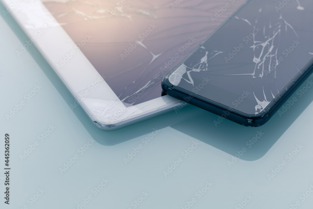 custom made wallpaper toronto digitalcracked or broken screen of smartphone and tablet on plain background, sunlight effect