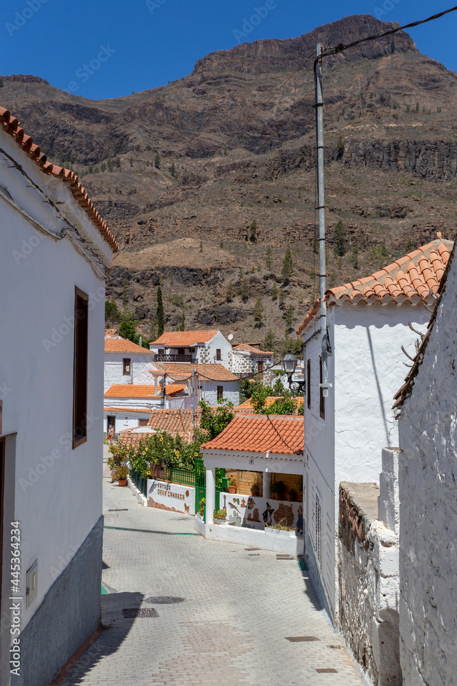 The white houses of the village Fataga in Gran Canaria
