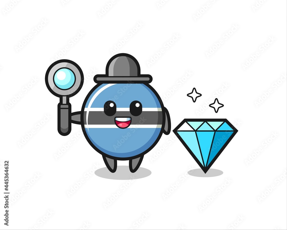 Obraz premium Illustration of botswana flag badge character with a diamond