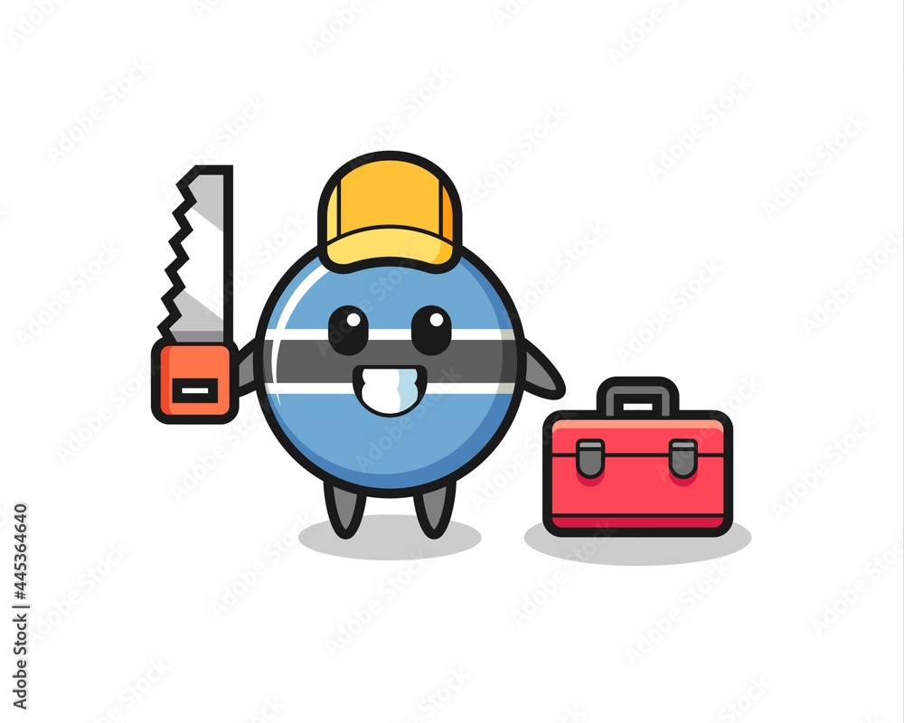 Illustration of botswana flag badge character as a woodworker Illustration of botswana flag badge character as a woodworker