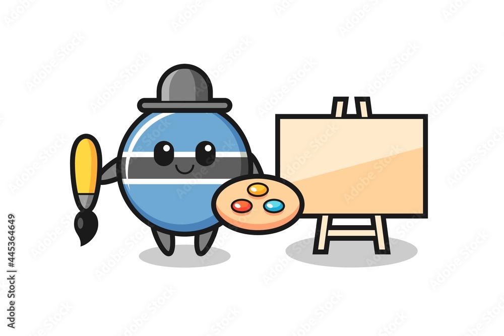 Illustration of botswana flag badge mascot as a painter Illustration of botswana flag badge mascot as a painter